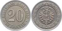 Kleinm&uuml;nzen 20 Pfennig 1887 A Fast Stempelglanz 42.32 &pound;  +  5.08 &pound; shipping