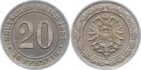 Kleinm&uuml;nzen 20 Pfennig 1887 F Winz. Kratzer, fast Stempelglanz 71.94 &pound;  +  5.08 &pound; shipping