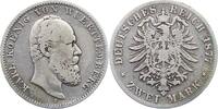 W&uuml;rttemberg 2 Mark 1877 F Karl 1864-1891. Sch&ouml;n + 46.55 &pound;  +  5.08 &pound; shipping