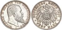 W&uuml;rttemberg 5 Mark 1907 F Wilhelm II. 1891 - 1918 sehr sch&ouml;n 71.94 &pound;  +  25.38 &pound; shipping