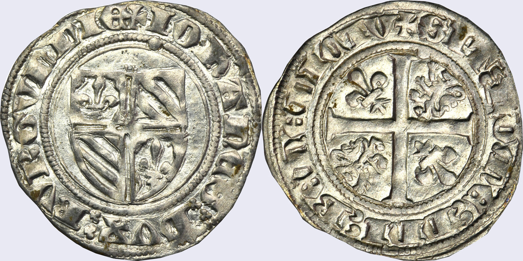 Burgund, Herzogtum Grand Blanc o. J. (ab Ende 1411) (511Sa) Jean sans  Peur, Johann o. Furcht, Gr. Blanc, o.J., Auxonne Dumas14-5-2 aEF, hübsche  Tönung | MA-Shops