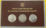 DDR Martin Luther Ehrung 1983, Themensatz, 3 X 5 Mark 3 x 5 Mark 1983 Stempelglanz