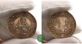 Sachsen-Ernestinische Linie 1/2 Taler ohne Jahr. Saalfeld. Johann Friedrich II., Johann Wilhelm u. Johann Friedrich I gemeinsam 1554-1557. VF+