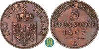Brandenburg-Preussen 3 Pfennig Wilhelm I. 1861-1888. -