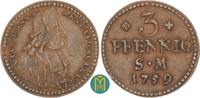Mainz, Erzbistum 3 Pfennig Johann Friedrich Karl Graf von Ostein 1743-1763. -