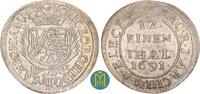 Sachsen Albertinische Linie 1/12 Taler 1691 IK, Walzenprägung, Johann Georg III. 1680-1691, UNC