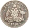 Australien Threepence 1920 Georg V. F-VF