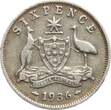Australien Sixpence 1936 Georg V. VF