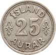 Island 25 Aurar 1940 Christian X. vf+