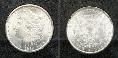 USA 1 Dollar 1884 CC Morgan Dollar, Prachtstück, SELTEN! BU