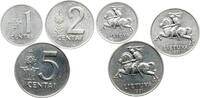 Litauen ab 1 Centas Lot von 3 Münzen -