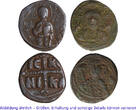 Byzantine Empire bronze 1030-1078 Jesus Collection (2  Follis coins) in medium wooden box with certificate VG-VF