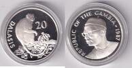 Gambia 20 Dalasis 1987 Temminck Stummelaffe proof 30.34 £  +  8.67 £ shipping