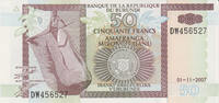 Burundi 50 Francs Burundi 50 Francs 01.11.2007 Pick#36g UNC -