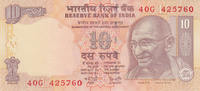 India 10 Rupees India 10 Rupees 2006 Gandhi Pick#95a UNC -