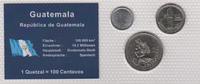 Guatemala Coin Set 5 ,10, 25 Centavos Guatemala Coin Set 5 ,10, 25 Centavos 2000 2005 2010 originally packaged -