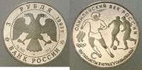 Russland 3 Rubel Russland Russia 3 Rubel 1993 Olympiade Fußball in Original Münzkapsel !Proof -