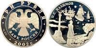 Russland 3 Rubel Russland Russia 3 Rubel 2002 Nahimov in Original Münzkapsel ! Proof Very Rare! -