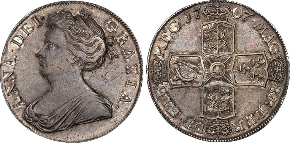 Crown 1707 Great Britain 1707 England Queen Anne Crown Septimo in aEF ...