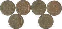 Serbien Lot von 3 Stücken: 2 Pare Peter I. 1904-1918 -