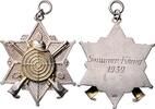 Schützenmedaillen Sternförmige Silbermedaille teilweise vergoldet -