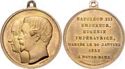 Frankreich Vergoldete Bronzemedaille Napoleon III. 1852-1870 (v. Robineau) auf die Hochzeit mit Eugenie -