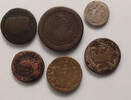 France 1/12 ecu, 1/2sol, 1 sol, 12 denier, 30 sols 6 pcs lot of Louis XIV, Louis XVI, George III. -
