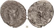 Roman Empire AR Antoninianus Gallien, VICT GERM, Victory advancing left, captive at feet -