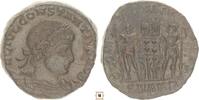 Roman Empire reduced follis Constantius II. as Caesar, Two soldiers, Two standards between them, Antioch -