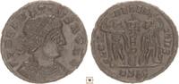 Roman Empire Follis Delmatius as Caesar, Two soldiers standard between them, Siscia -