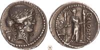 Roman Republic AR denarius P. Clodius M.F. Turrinus, Head of Apollo / Diana Lucifera -