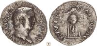 Roman Empire AR denarius Vitellius, Bare head!, Tripod, dolphin on top, raven below -