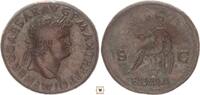 Roman Empire AE Sestertius Nero, Roma seated -