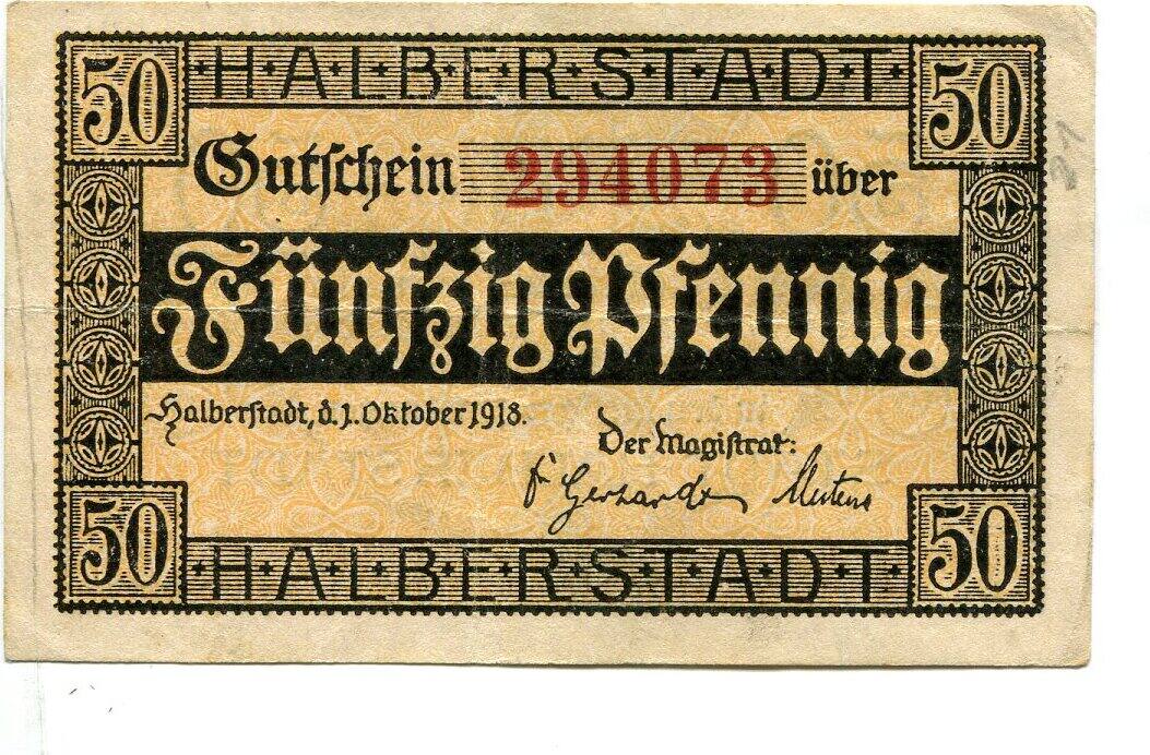 Немецкая р. 50 Пфеннигов 1918 нотгельд. Weimar 50 Pfennig 1918 банкнота. Веймар Нотгельды 1918 годах. Нотгельды 20 пфеннигов 1918 цвейцель.