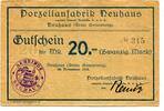 Thüringen 20 Mk. Neuhaus, -