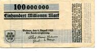 Thüringen 100 Mio. Mk. Weimar, -