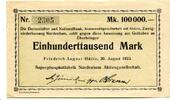 Niedersachsen 100 T. Mk. Friedrich- August-Hütte, -
