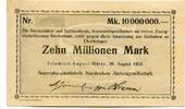 Niedersachsen 10 Mio. Mk. Friedrich August-Hütte, -