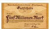 Württemberg 5 Mio. Mk. Stuttgart, -
