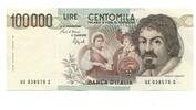Italien,, 100000 Lire Fehldruck doppelter Druck auf der Rückseite, -