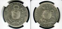 Guatemala, Peso Gegenstempel 1/2 Real auf 1 Sol Peru 1875 -