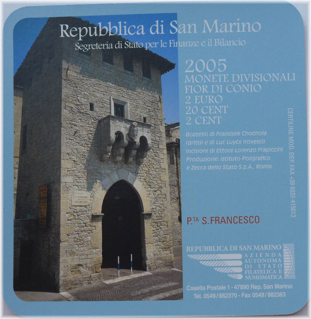 San Marino KMS Euro 2,22 2005 St. Francis' Gate - im Blister unc