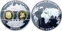 Monaco Medaille Die wertv. Münzschätze d. Welt - 100 Euro Rainier III. - -