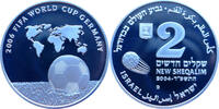 Israel 2 Schekel Gedenkmünze FIFA Fussball-Weltmeisterschaft in Deutschland 2006 -