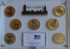 USA, Kanada, China, Gabun, Kongo, GB, Somalia 6x 1 Oz Silber, 1x 30g Silber + Briefmarke 55 Cent Wallstreet collection - First black platinum edition -