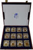 Europa 12 Medaillen Medaillensammlung - Das Geld Europas - versilbert, mit Inlays -