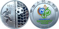 China 10 Yuan Gedenkmünze FIFA Fussball-Weltmeisterschaft in Deutschland 2006 -Farbapplikation -