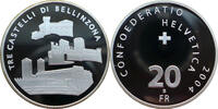 Schweiz 20 Franken 2004 B Die drei Burgen von Bellinzona PP, Rand leicht... 39.01 £  +  6.94 £ shipping
