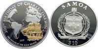Samoa 10 Dollar Geschichte der Seefahrt - Charles Darwin & HMS Beagle - teilvergoldet -