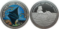 Palau 20 Dollar Marine Life Protection - Rochen - 5 Oz Silber - Farbmünze -